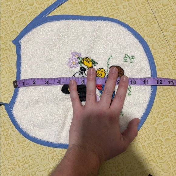 Vintage Bib with Cartoon Design - Blue and White - Picture 5 of 5